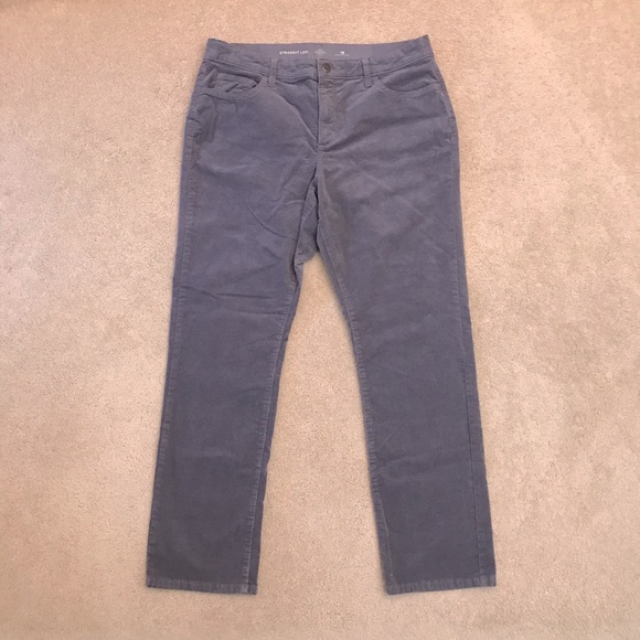 St. John's Bay Pants - St Johns Bay Grey Corduroy Pants Trousers Womens Size 16 Straight Leg Stretch